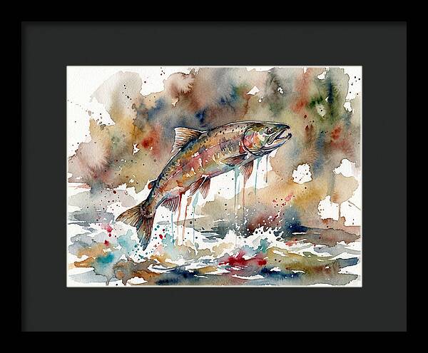 Leaping Salmon In Watercolor