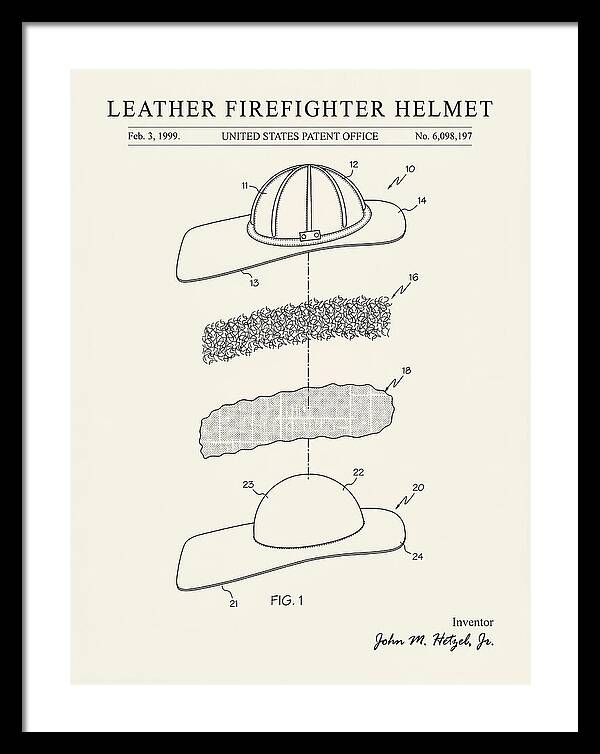Leather Firefighter Helmet Minimalist Patent Us6098197
