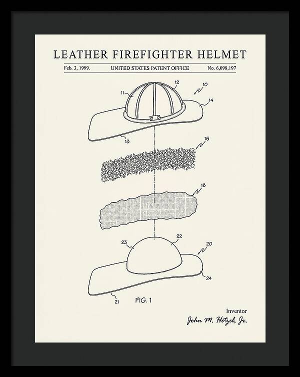 Leather Firefighter Helmet Minimalist Patent Us6098197
