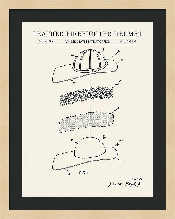 Leather Firefighter Helmet Minimalist Patent Us6098197