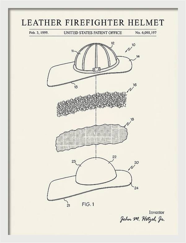 Leather Firefighter Helmet Minimalist Patent Us6098197
