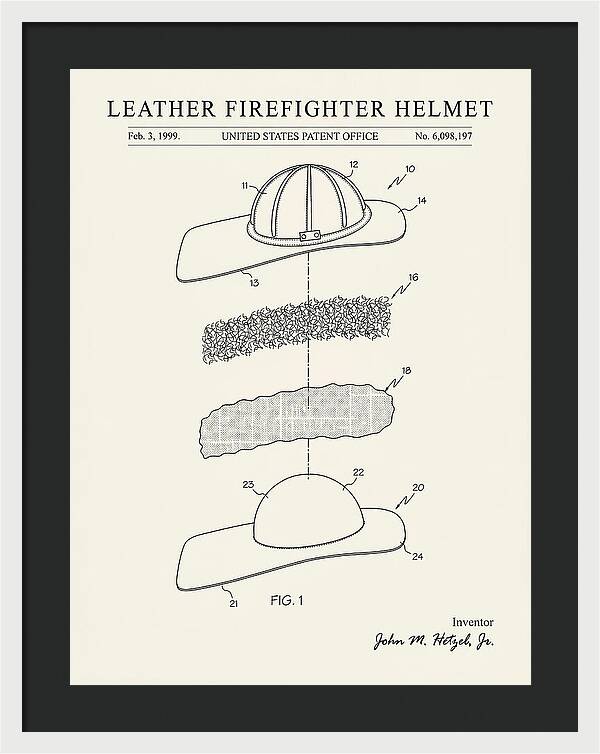 Leather Firefighter Helmet Minimalist Patent Us6098197