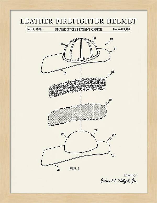 Leather Firefighter Helmet Minimalist Patent Us6098197