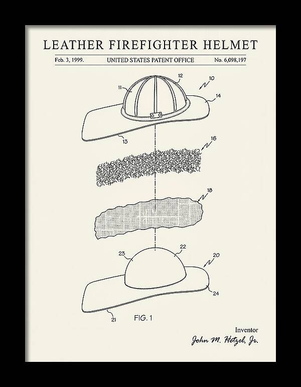 Leather Firefighter Helmet Minimalist Patent Us6098197