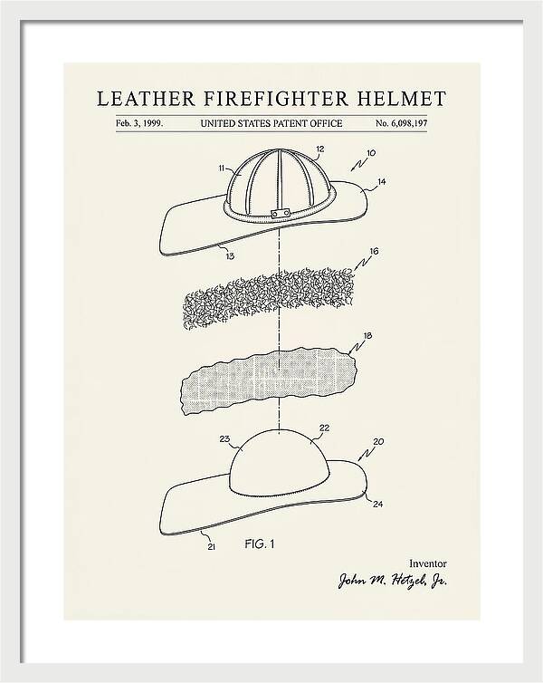 Leather Firefighter Helmet Minimalist Patent Us6098197