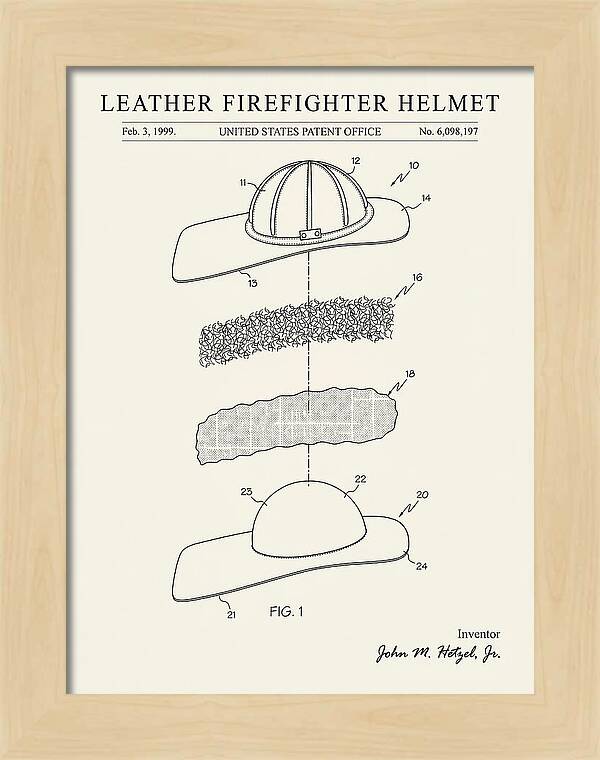 Leather Firefighter Helmet Minimalist Patent Us6098197