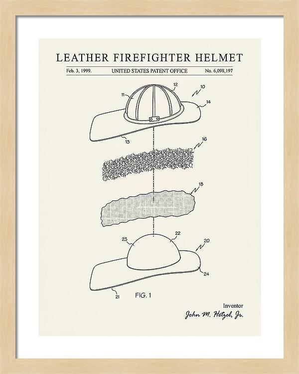 Leather Firefighter Helmet Minimalist Patent Us6098197