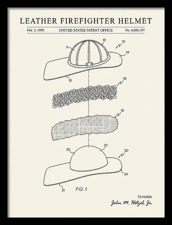 Leather Firefighter Helmet Minimalist Patent Us6098197