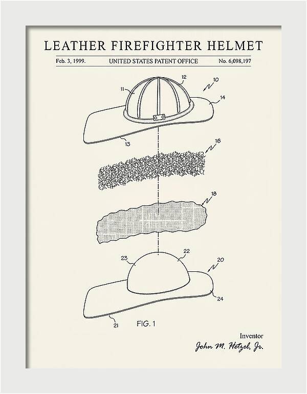 Leather Firefighter Helmet Minimalist Patent Us6098197