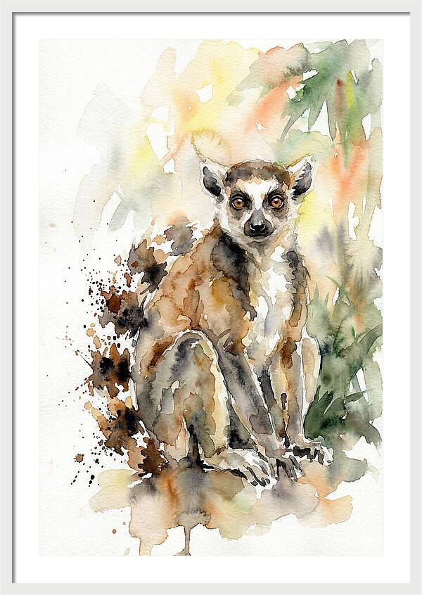 Lemur In Watercolor Splendor