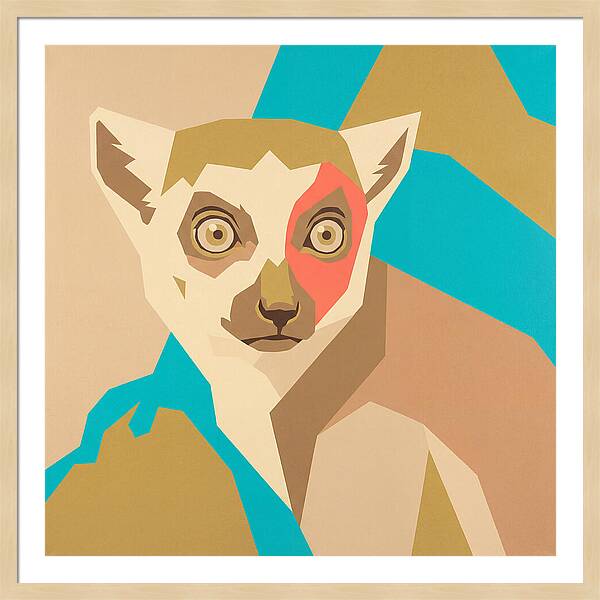 Lemur Portrait In Pop Art Style