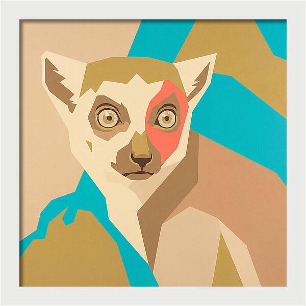 Lemur Portrait In Pop Art Style
