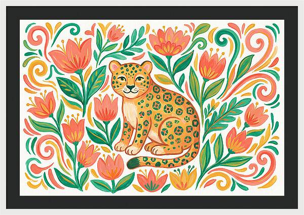 Leopard Among Floral Patterns