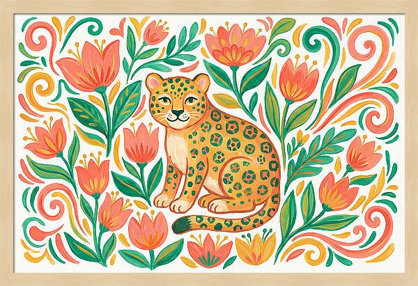 Leopard Among Floral Patterns
