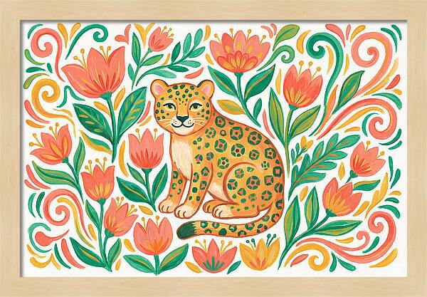 Leopard Among Floral Patterns