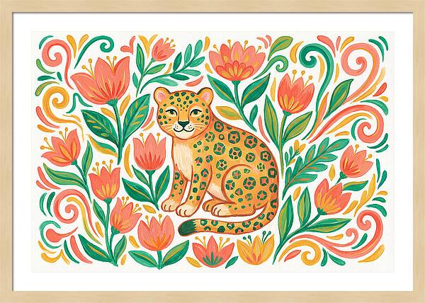 Leopard Among Floral Patterns