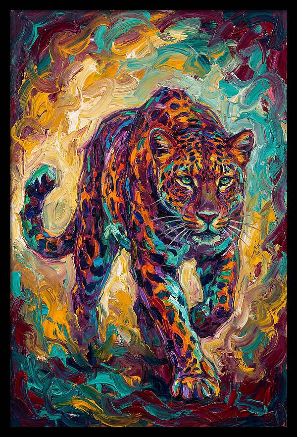 Leopard In Vibrant Motion