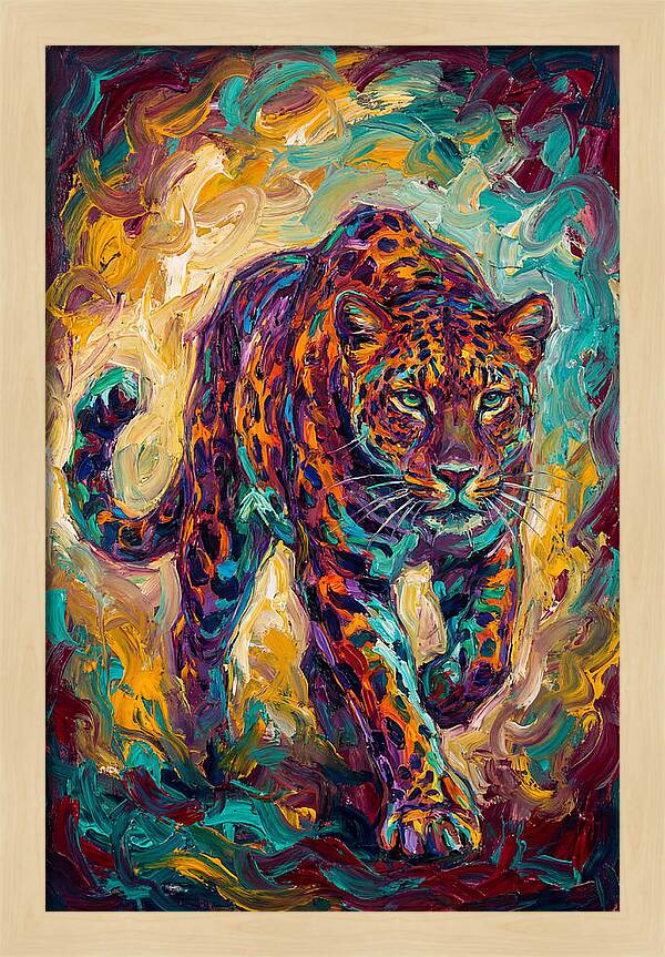 Leopard In Vibrant Motion