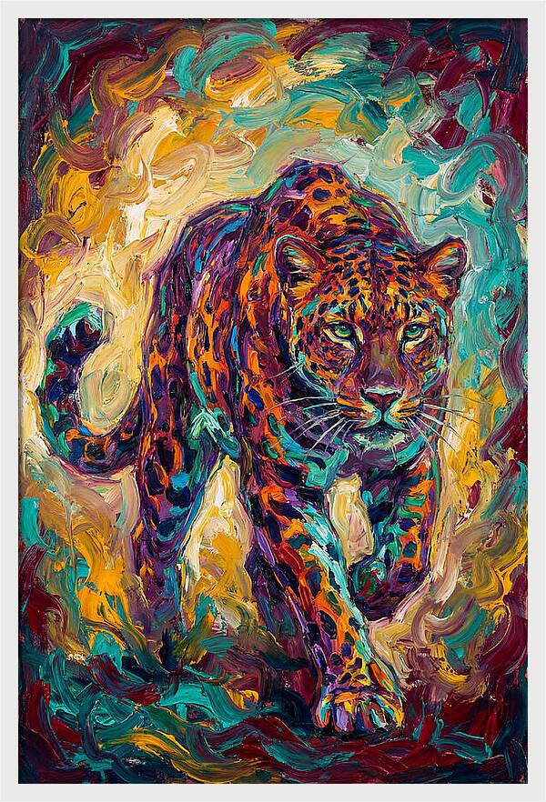 Leopard In Vibrant Motion