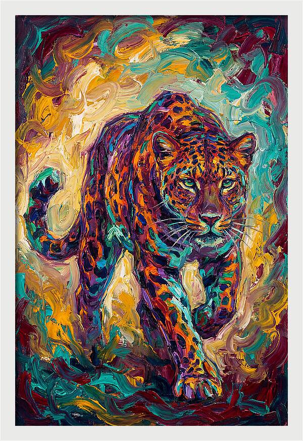 Leopard In Vibrant Motion