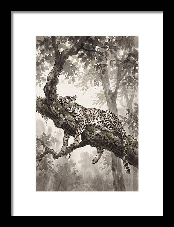 Leopard Lounging On Tree Branch