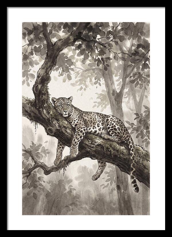 Leopard Lounging On Tree Branch