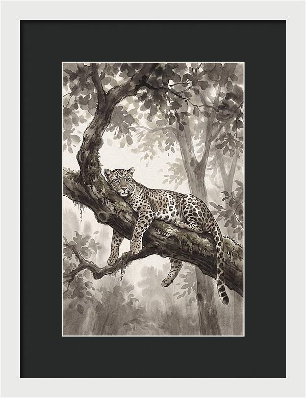 Leopard Lounging On Tree Branch