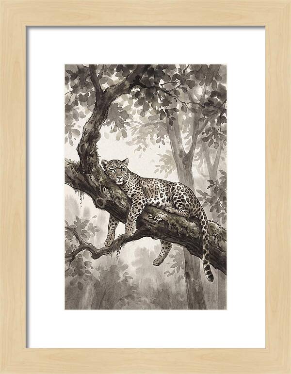 Leopard Lounging On Tree Branch