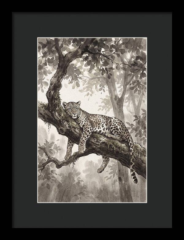 Leopard Lounging On Tree Branch