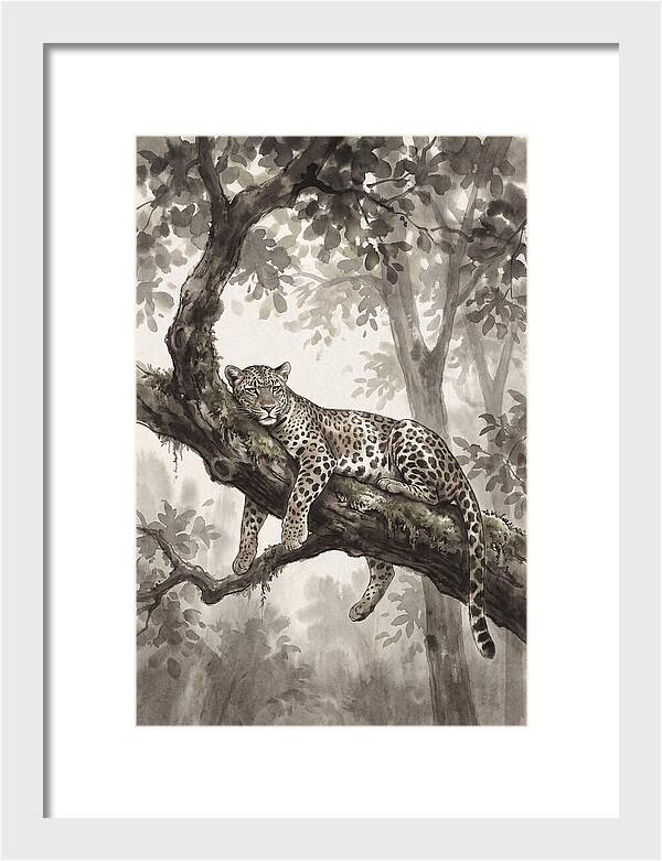 Leopard Lounging On Tree Branch