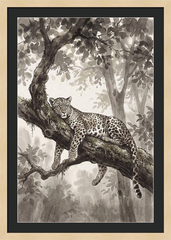 Leopard Lounging On Tree Branch