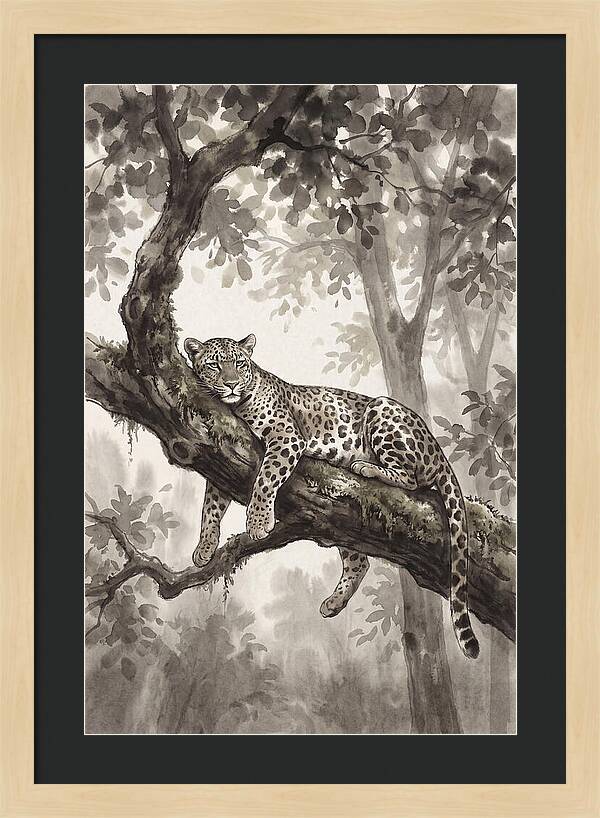 Leopard Lounging On Tree Branch