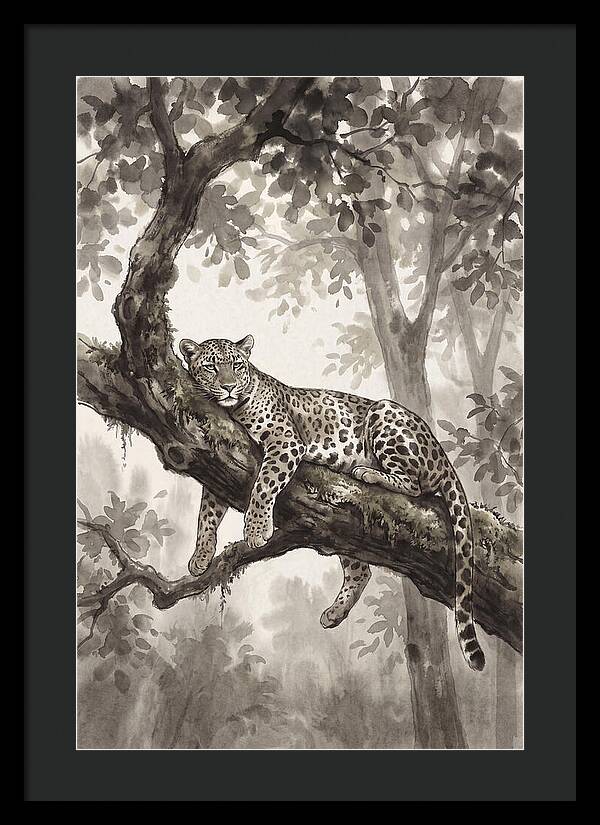 Leopard Lounging On Tree Branch