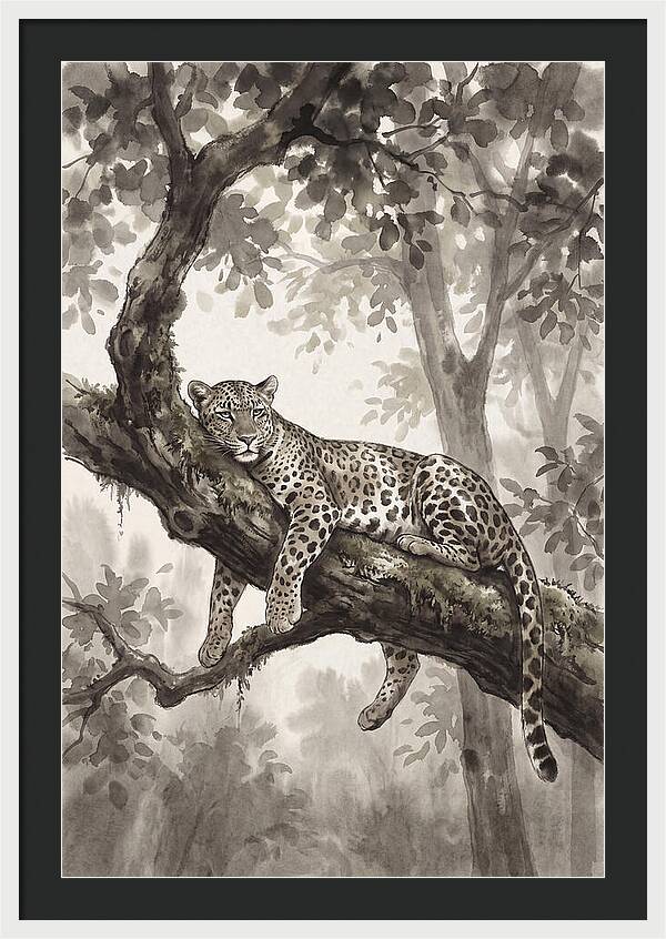 Leopard Lounging On Tree Branch