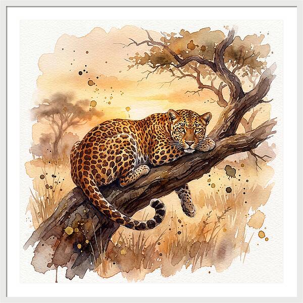 Leopard Relaxing On A Branch