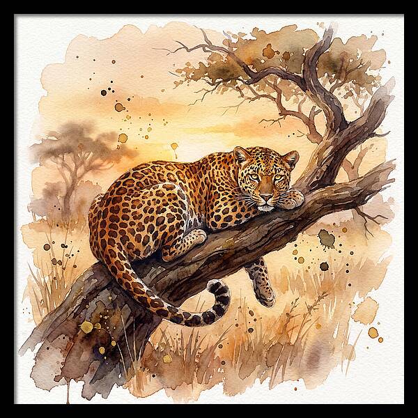 Leopard Relaxing On A Branch