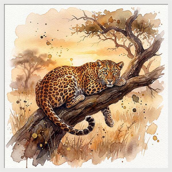 Leopard Relaxing On A Branch