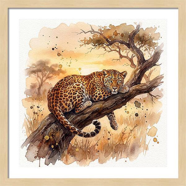 Leopard Relaxing On A Branch