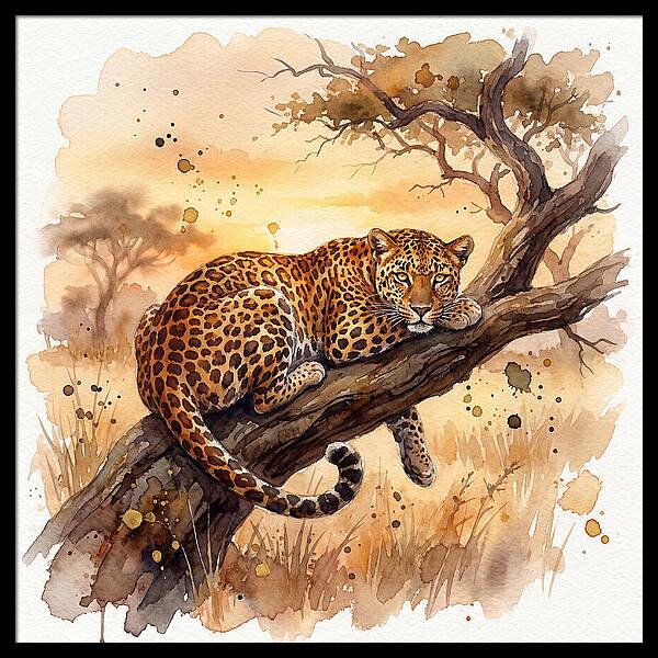 Leopard Relaxing On A Branch