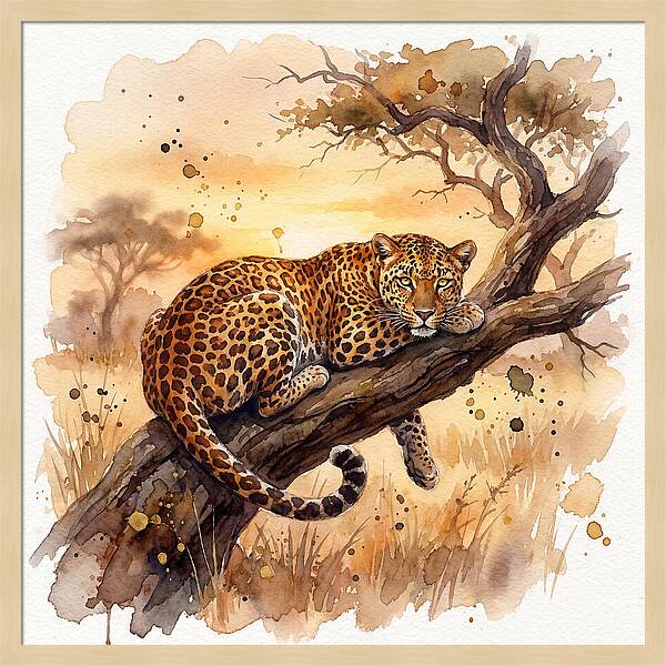 Leopard Relaxing On A Branch