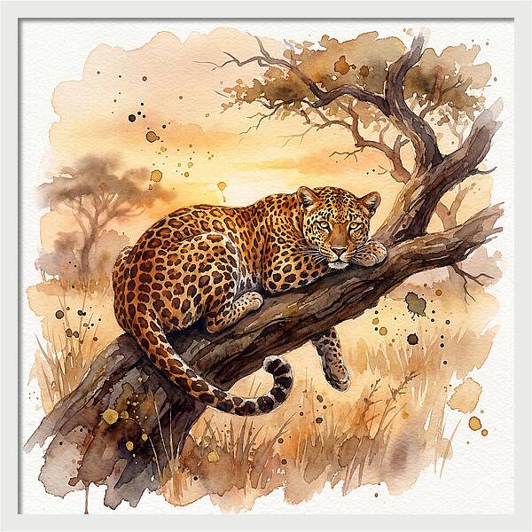 Leopard Relaxing On A Branch