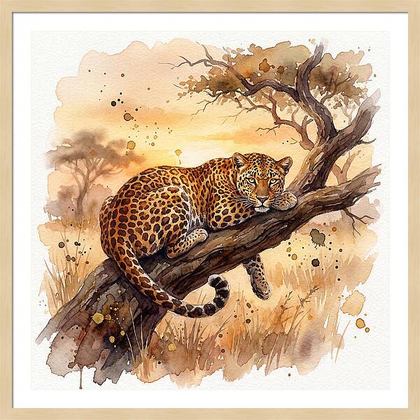 Leopard Relaxing On A Branch