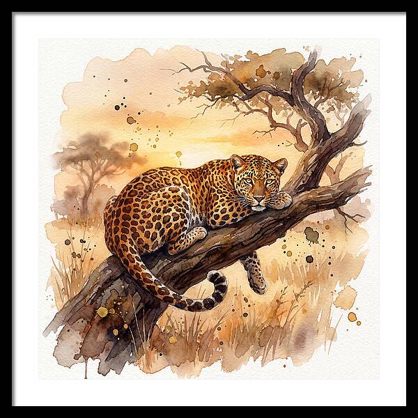 Leopard Relaxing On A Branch