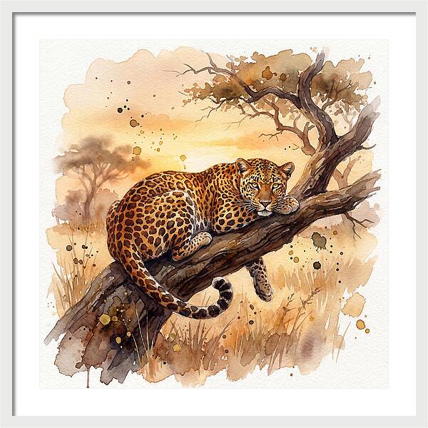 Leopard Relaxing On A Branch
