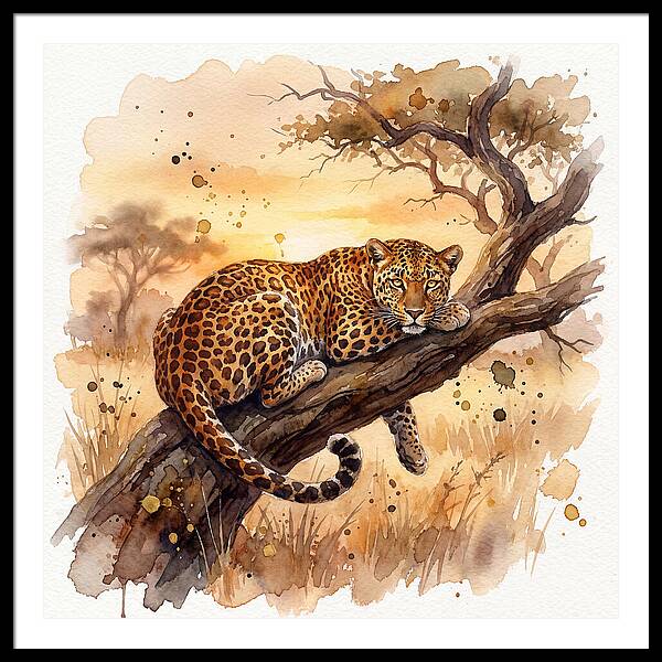 Leopard Relaxing On A Branch