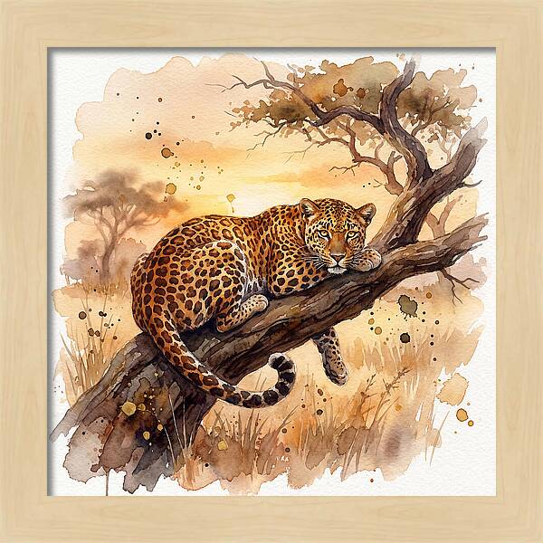 Leopard Relaxing On A Branch