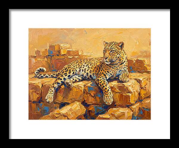 Leopard Relaxing On Rocks