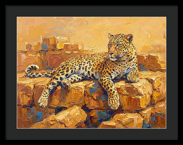 Leopard Relaxing On Rocks