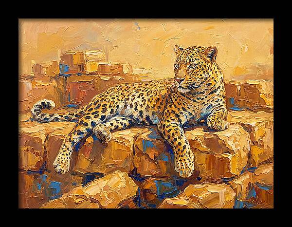 Leopard Relaxing On Rocks