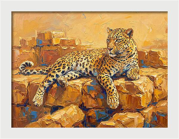 Leopard Relaxing On Rocks